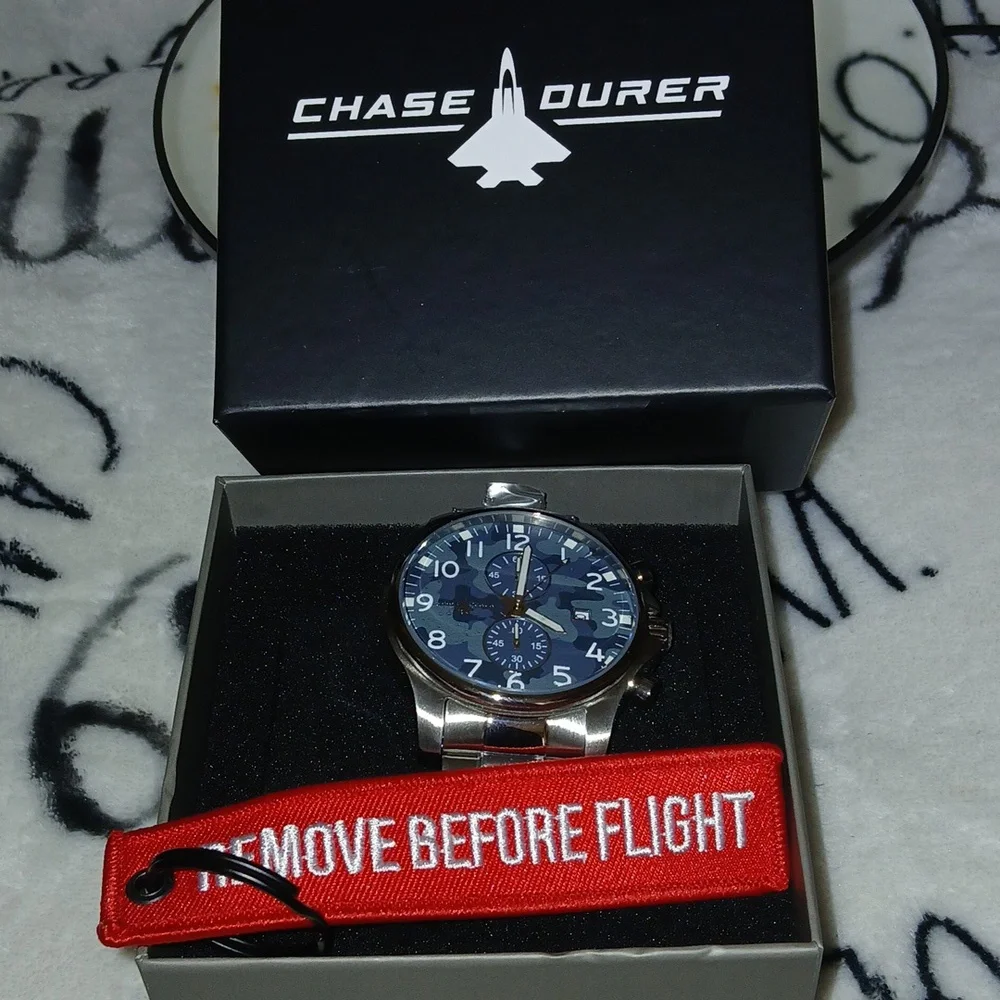 Invicta X Chase Durer  Men's Silver and Blue Camo Watch